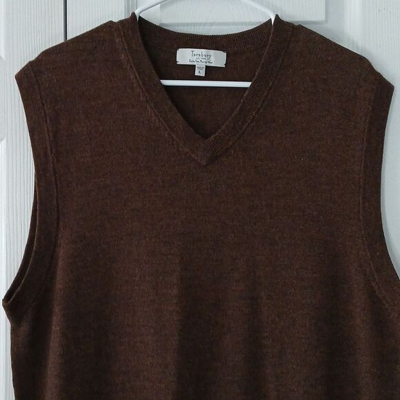 Turnbury Brown 100% Extra Fine Merino Wool V-neck sweater vest Sz L NWOT - Picture 3 of 7